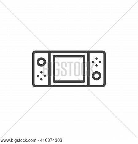 Handheld Video Game Console Line Icon. Linear Style Sign For Mobile Concept And Web Design. Handheld