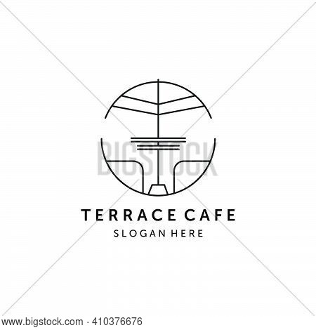 Terrace Cafe  Line Art Logo Vector Illustration Template Design