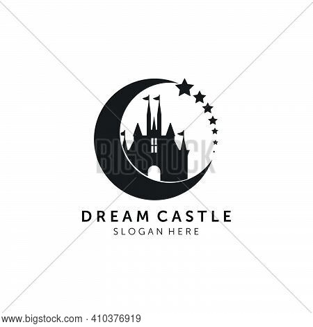 Dream Castle Silhouette Logo Illustration Vector Template Design