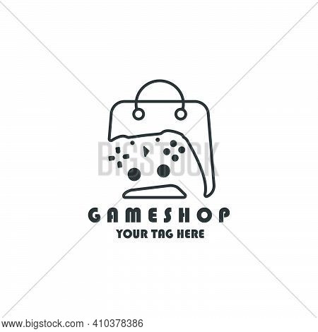 Game Shop Logo Line Art Vector Illustration Template Design