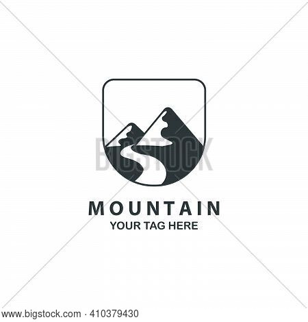 Mountain Logo Line Art Emblem Vector Template Illustration Design