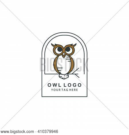 Owl Logo Line Art Color Emblem Illustration Vector Template Design