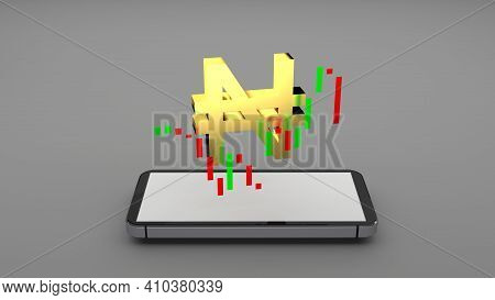 Nigerian Naira Ngn And Stocks Chart Flowing On A Smartphone Screen. Finance And Business Concept 3d 