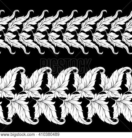 Seamless Pattern, Background In Baroque, Rococo, Victorian, Renaissance Style. Trendy Florar Vintage