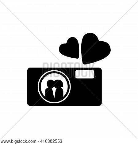 Dating, Camera Icon. Camera With Lovers Couple, Vector Icon, Heart, Valentine, Photo