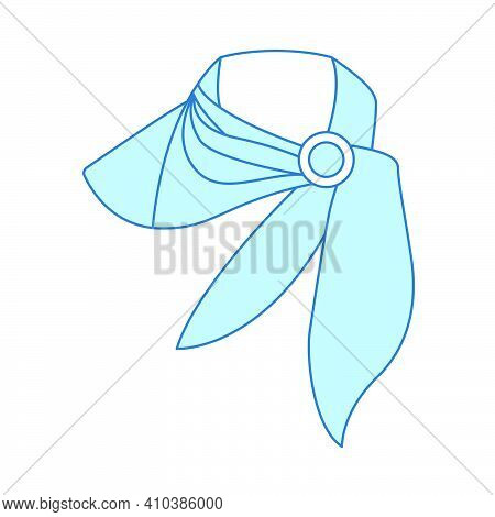 Business Woman Neck Scarf Icon. Thin Editable Line With Blue Fill Design. Vector Illustration.