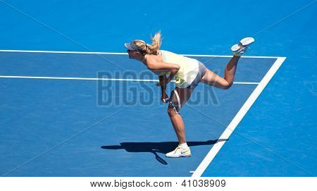 MELBOURNE - 14. ledna: Maria Sharapova Ruska v jejím prvním kole vyhrát nad Olga Puchkova nebo Russi
