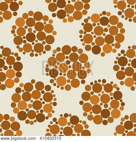 Abstract Pebble Seamless Vector Pattern Background. Small Irregular Size Stones Arranged Into Circle