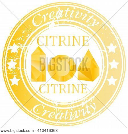 Rubber Stamp With Citrine Gems And Citrine Benefit