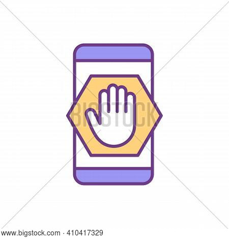 Phone Addiction Decreasing Rgb Color Icon. Setting Limits. Increasing Concentration. Mobile Phone Ov