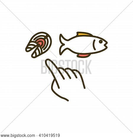 Eating Fish Rgb Color Icon. High-protein Meal. Nutrient-dense Foods. Boosting Brain Health. Dietary 