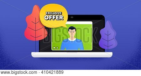 Exclusive Offer. Video Call Conference. Remote Work Banner. Sale Price Sign. Advertising Discounts S