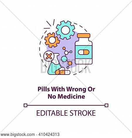 Pills With Wrong Or No Medicine Concept Icon. Online Pharmacy Idea Thin Line Illustration. Unregiste
