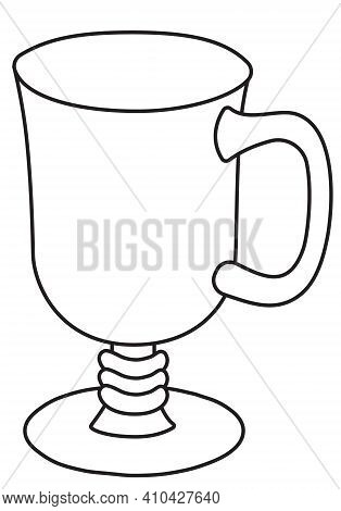 Stylish Hand-drawn Doodle Cartoon Style Hot Warm Winter Irish Coffee Grog Mulled Wine Cocktail Glass