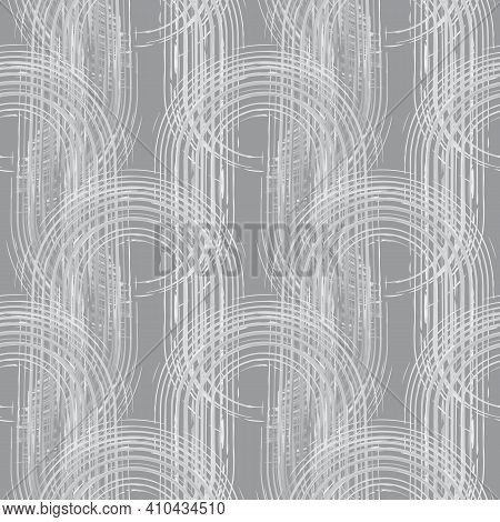 Modern Trendy Mid Century Abstract Shapes Monochrome Seamless Pattern. Geometric Textured Repeat Pat
