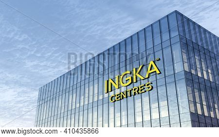 Leiden, Netherlands. February 25, 2021. Editorial Use Only, 3d Cgi. Ingka Holding Signage Logo On To