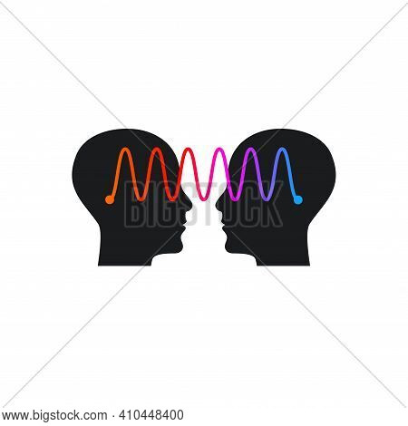Empathy Symbol. Two Profiles With Link Between Them. Therapy Sign. Psychology Symbol. Vector Illustr