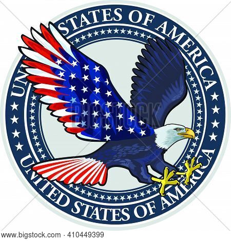 American Eagle With Usa Flags. Eagles Fly