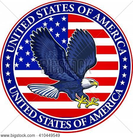 American Eagle With Usa Flags. Eagles Fly