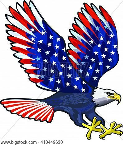 American Eagle With Usa Flags. Eagles Fly