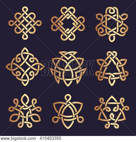 Celtic Knots. Stylized Triangle Symbols Ancient Irish Tattoo Geometrical Patterns Recent Vector Celt