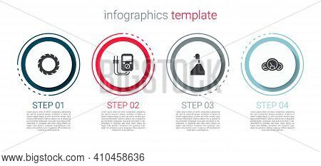 Set Car Tire Wheel, Multimeter, Gear Shifter And Speedometer. Business Infographic Template. Vector