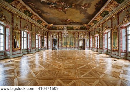 Rundale, Latvia - November 09, 2020: The Gold Hall Of Rundale Palace
