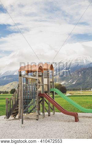 Playground With Slides Near Julian Alps In Lesce Slovenia