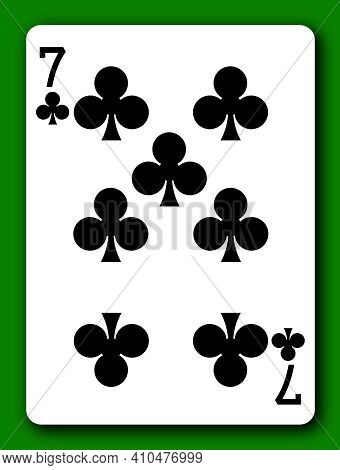 A 7 Seven Of Clubs Playing Card With Clipping Path To Remove Background And Shadow 3d Illustration