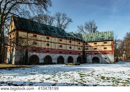 Libechov, Old Abandoned Baroque Building In Central Bohemia, Czech Republic.romantic Large House Wit
