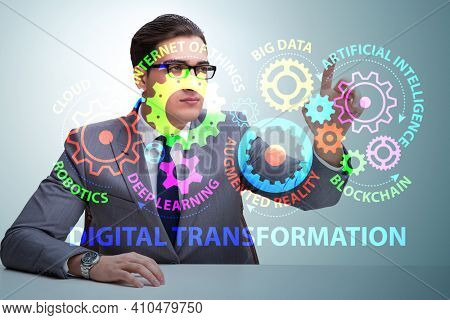 Businessman in digital transformation concept