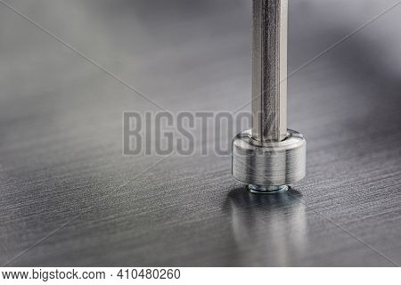 Hex Wrench Screw Hex Bolt In Metal Steel Plate. Spanner, Bolt, Screw And Nuts.