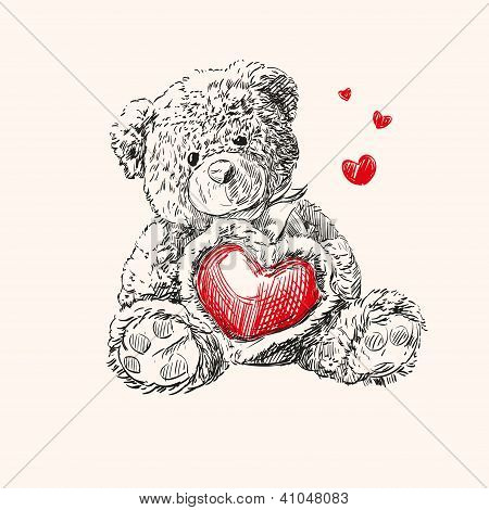 Teddy bear kanssa heart.
