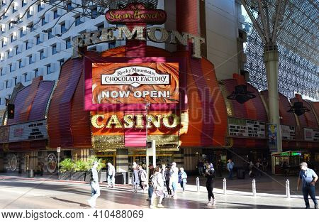 LAS VEGAS - DECEMBER 7, 2017: Freemont Hotel and Casino. It is one of the 4 hotels that is part of the Freemont Street Experience.