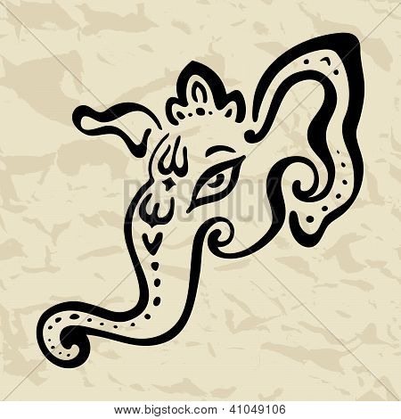 Ganéša ručně kreslené ilustrace.
