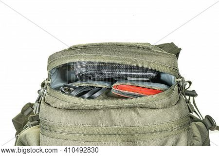 Backpack For Hiking And Hunting. Camouflage Backpack Suitable For The Forest. Woodland Camouflage Mi