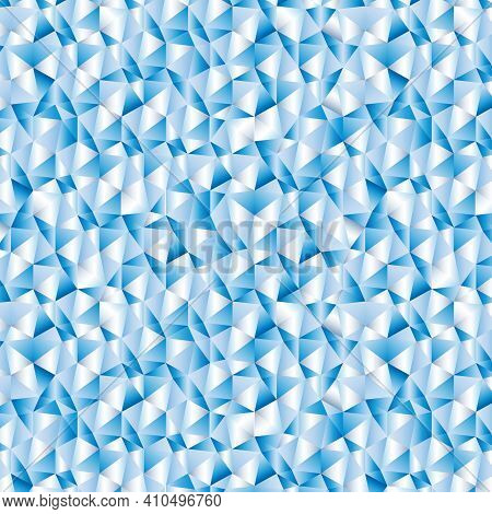 Vector. Geometric Abstract  Mosaic Style Seamless Pattern, Triangle Shapes. Blue And White Gradients