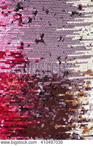 Sequins Macro Background.pink, Burgundy And Purple Sequins Background. Shiny Bright Surface With Seq