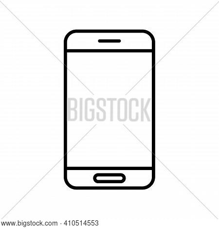 Smartphone Outline Icon. Wireframe Contour Of Modern Mobile Phone, Cellphone Isolated On White Backg