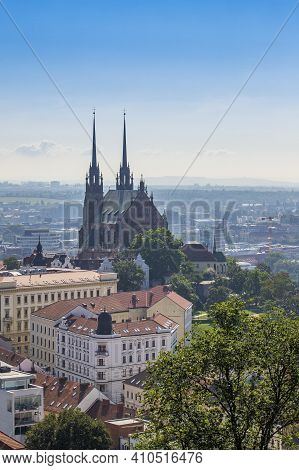 A View Of The City Of Brno In The Czech Republic In Europe From The Viewpoint Of Spilberk. The Domin