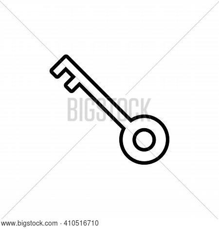 Key Security Lock Flat Line Icon Or Logo Isolated Sign Symbol On White Background. Illustration High
