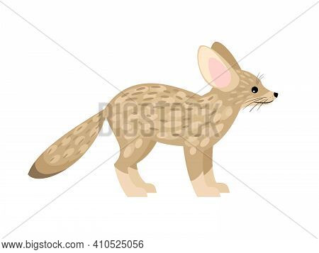 Cute Little Fox. Cartoon Fennec Fox, Beautiful Foxy Animal Of Desert, Vector Illustration Of Furry E