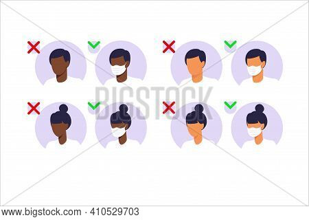 Man And Woman Wearing Face Masks. Stop Pandemic Concept. People Wearing Protection From Virus, Urban