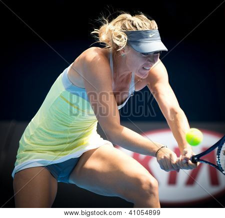 MELBOURNE - 14. ledna: Maria Sharapova Ruska v jejím prvním kole vyhrát nad Olga Puchkova nebo Russi