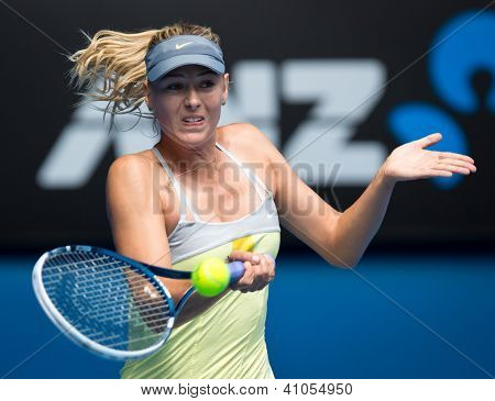 MELBOURNE - 14. ledna: Maria Sharapova Ruska v jejím prvním kole vyhrát nad Olga Puchkova nebo Russi