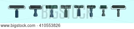 Set Of Rollers Lithographic Stone Cartoon Icon Design Template With Various Models. Modern Vector Il