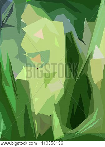 Abstract Colored Texture. Light Green Orchid. Cubism. Modern Futuristic Pattern. Multicolor Dynamic 