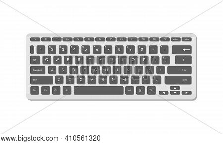 The Computer Keyboard Is Light With Gray Buttons And Symbols. A Modern Image Of A Computer Keyboard.
