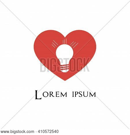 Beautiful Bulb Vector In Heart With Red Color. Very Beautiful Brand Identity For Premium Brands.