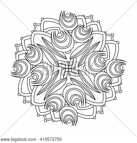 Coloring Book For Adult And Children.. Monochrome Floral Mandala, Decorative Ornament, Patterned Des